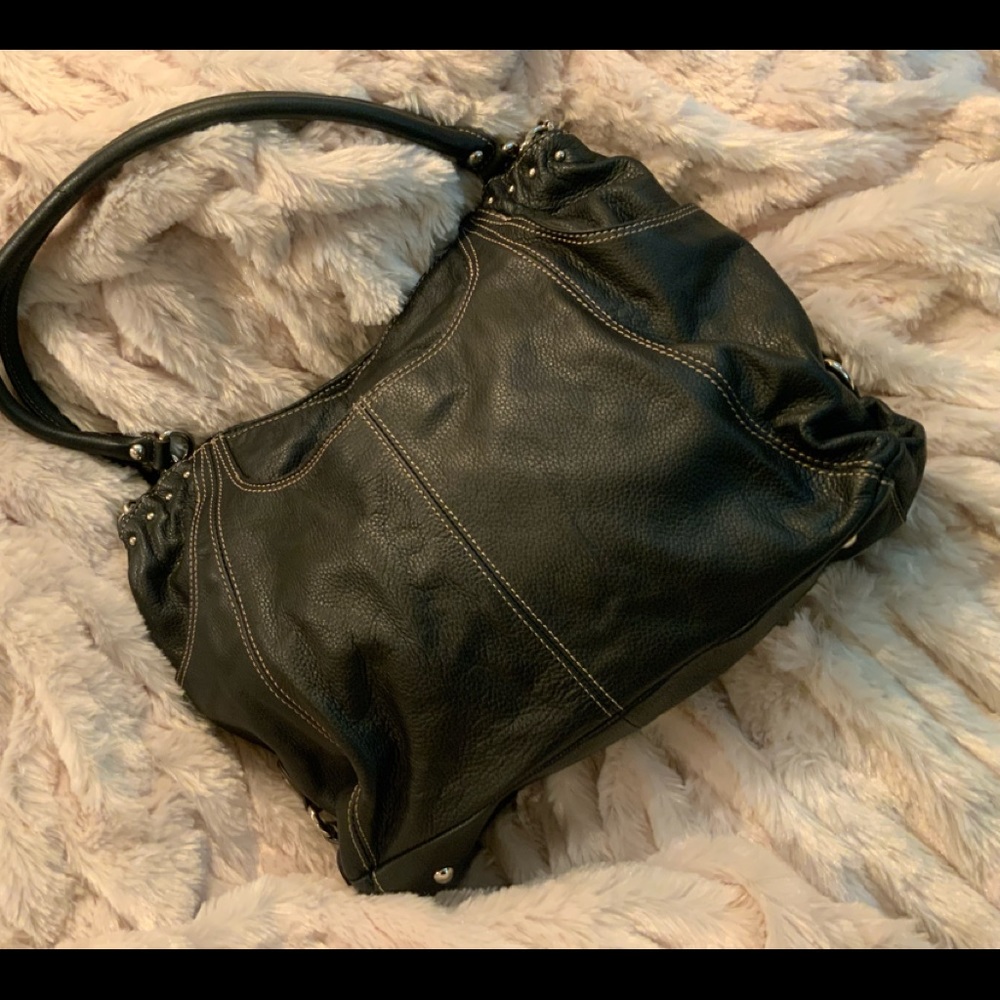 Tignanello Black pebble leather handbag